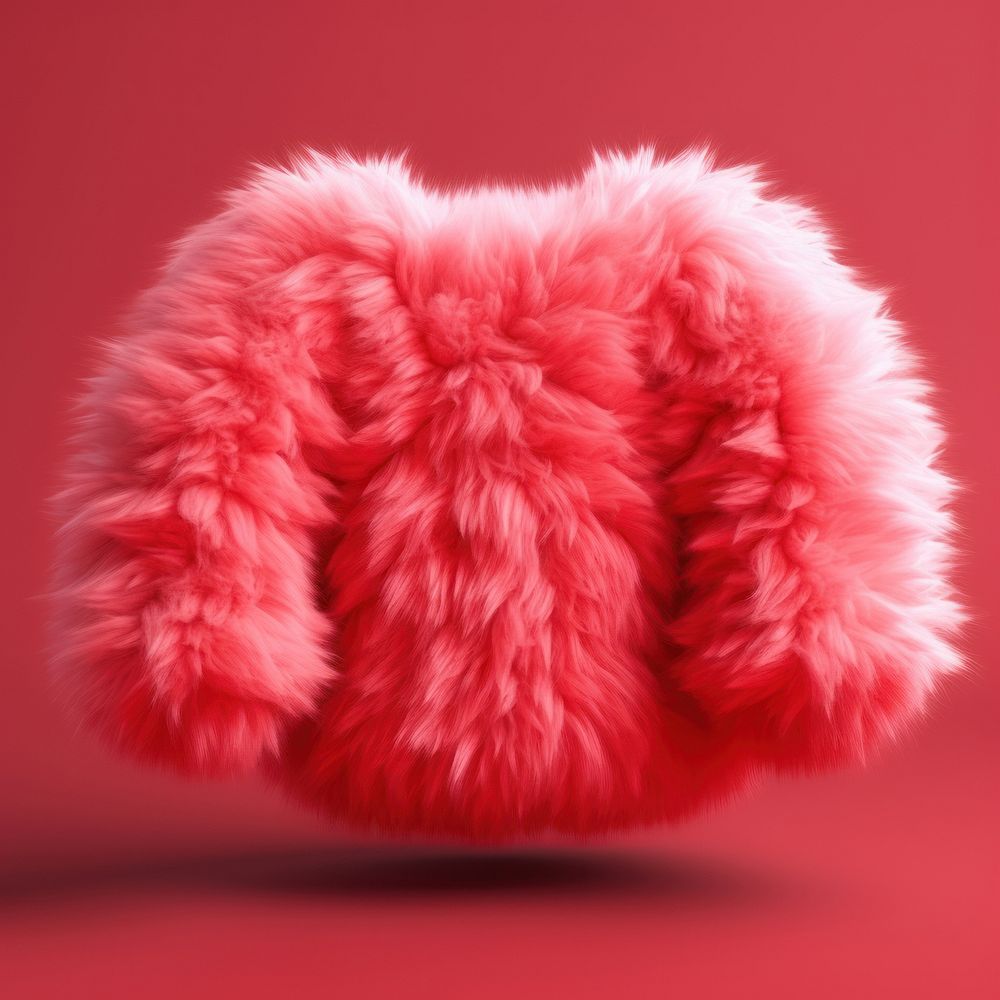 Fluffy red sweater fur softness clothing.