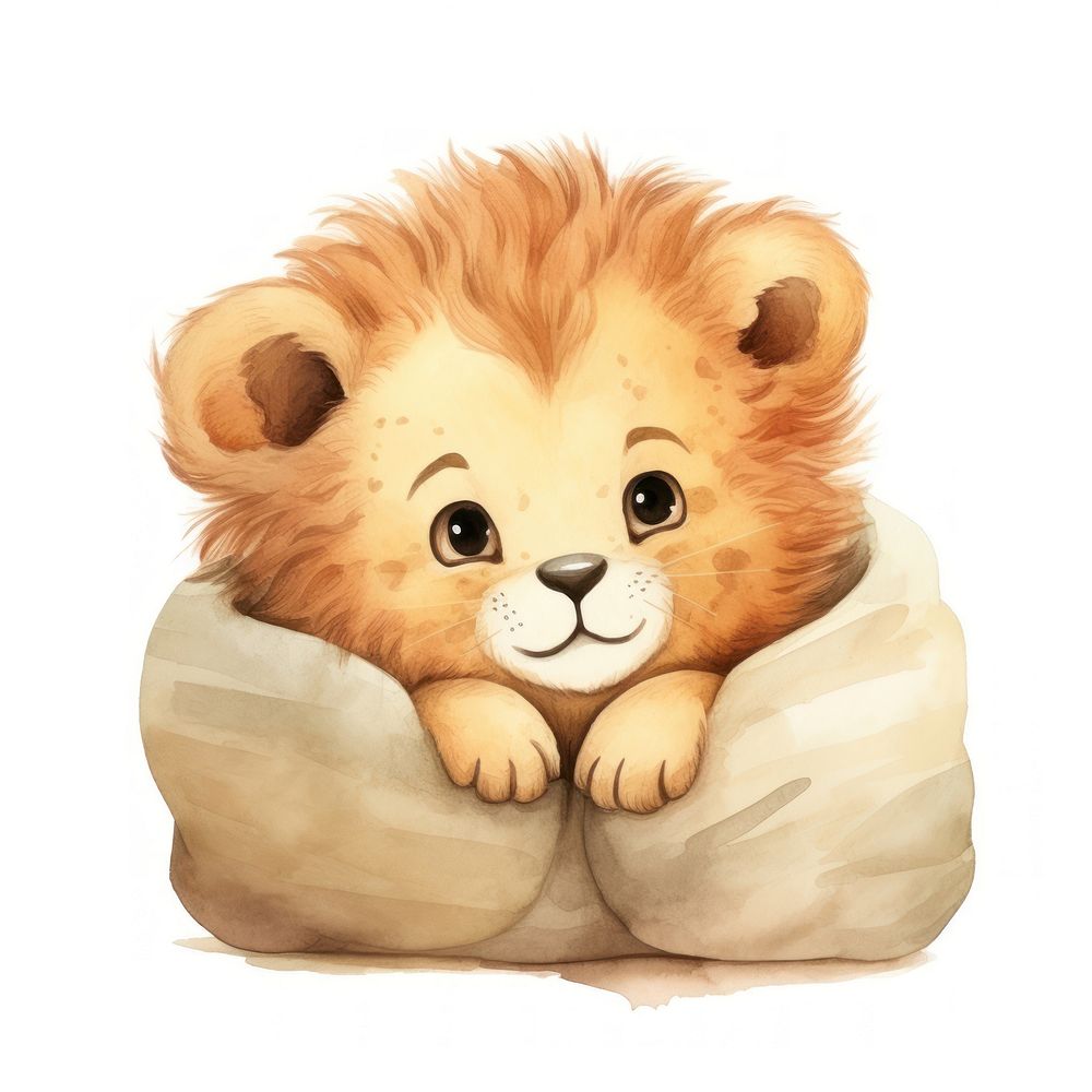 Lion hugging pillow animal cartoon mammal.