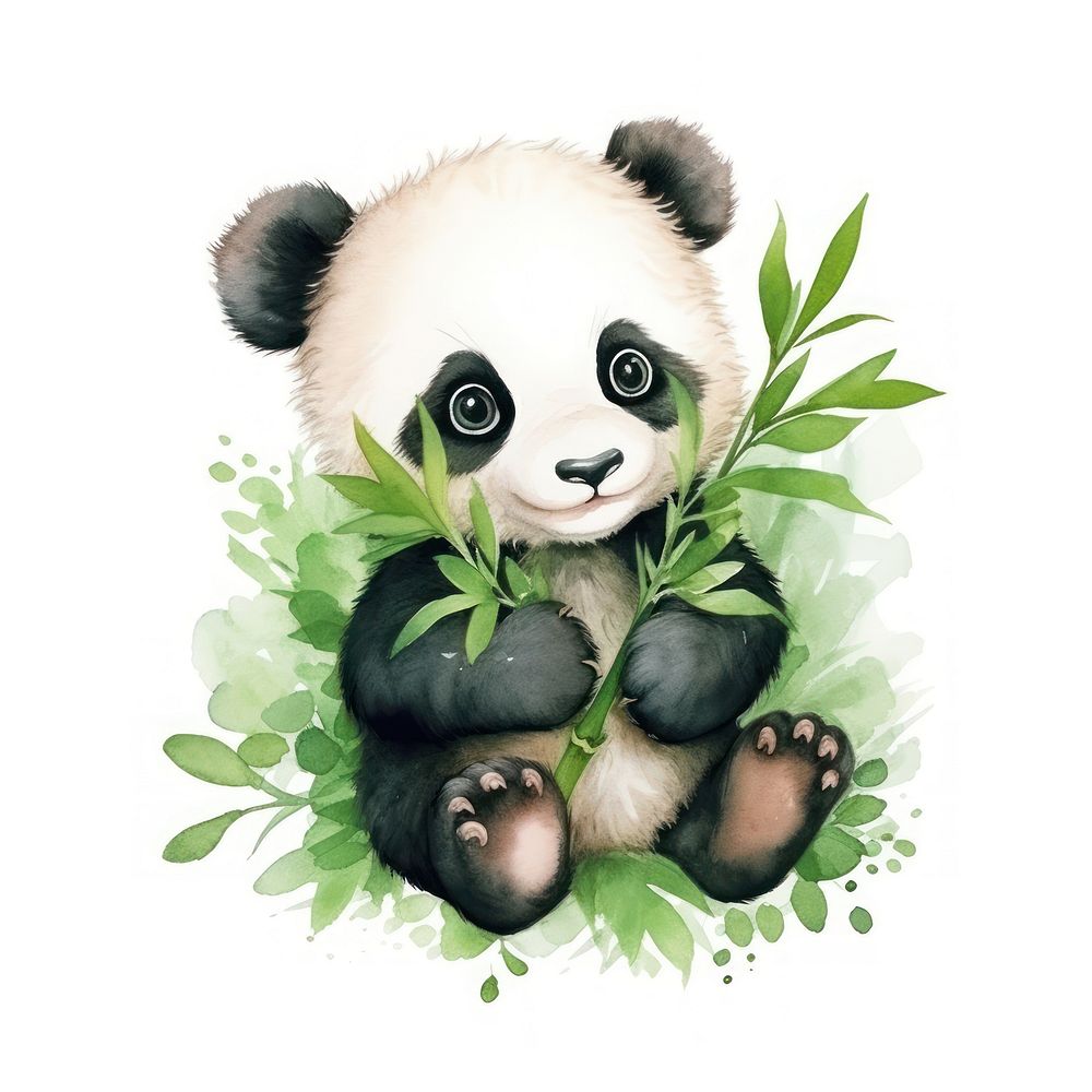 Panda hugging bamboo cartoon mammal | Premium Photo Illustration - rawpixel