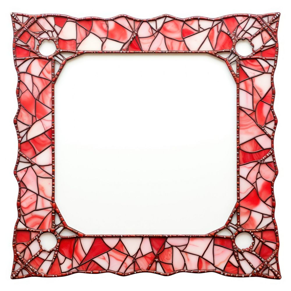 Red ocean pattern mosaic art frame white background.