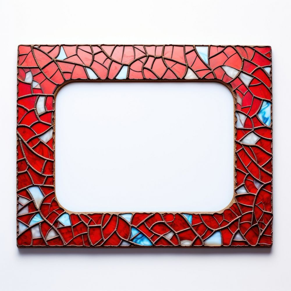 Red ocean pattern mosaic art frame glass.