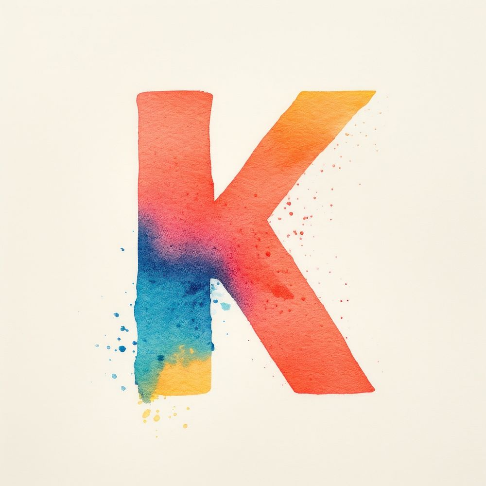 Letters K text art white background.