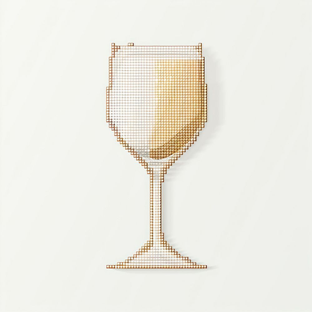 Cross stitch champagne glass drink white background refreshment.