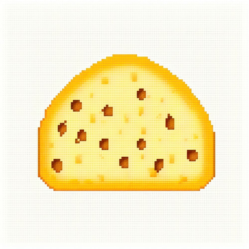 Cross stitch cheese bread food white background.