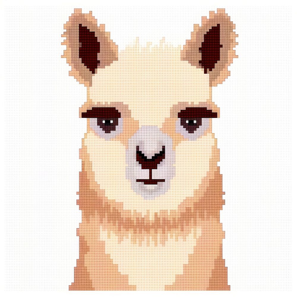 Cross stitch alpaca textile mammal animal.