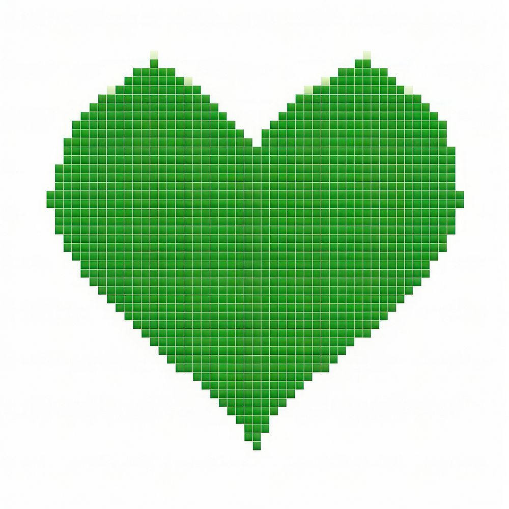 Cross stitch green heart backgrounds symbol white background.