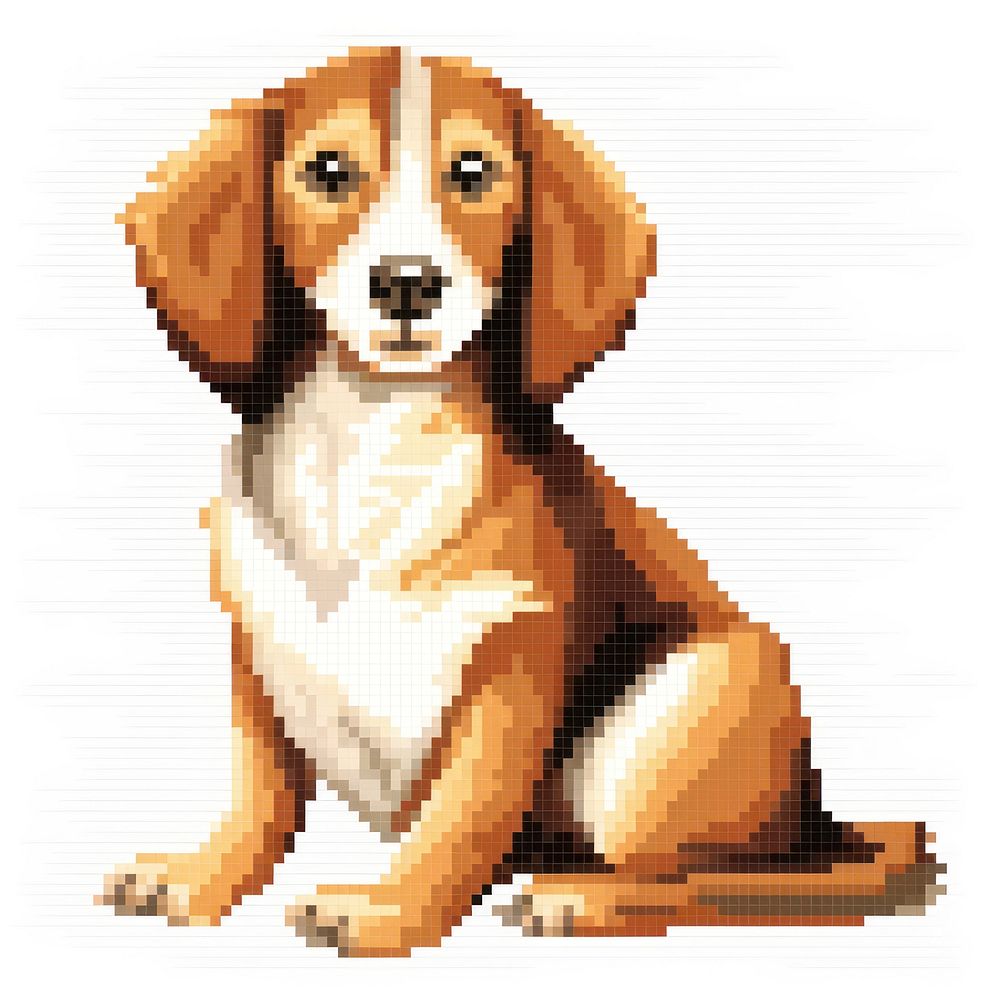 Cross stitch dog sitting mammal beagle animal.