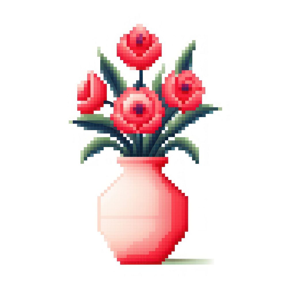 Cross stitch flower vase graphics plant art.