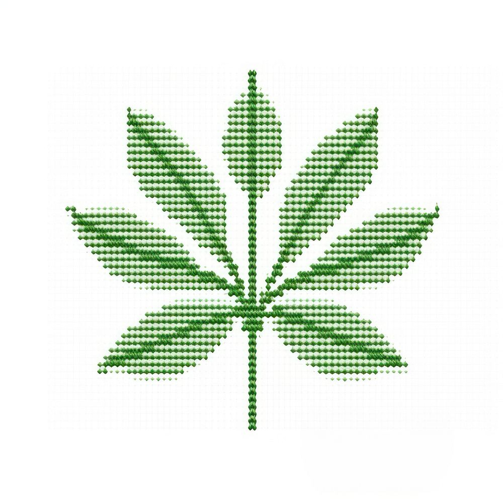 Cross stitch leaf embroidery pattern plant.