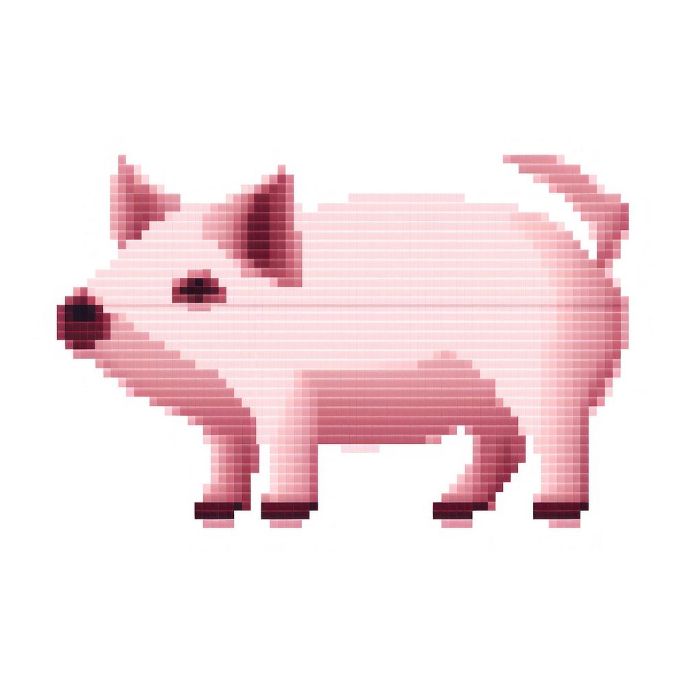 Cross stitch pig mammal animal white background.