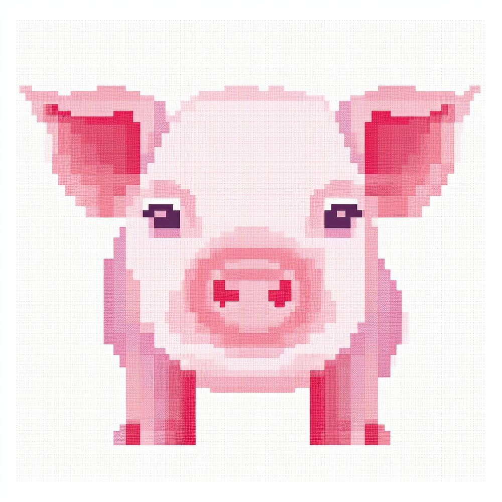 Cross stitch pig mammal animal portrait.
