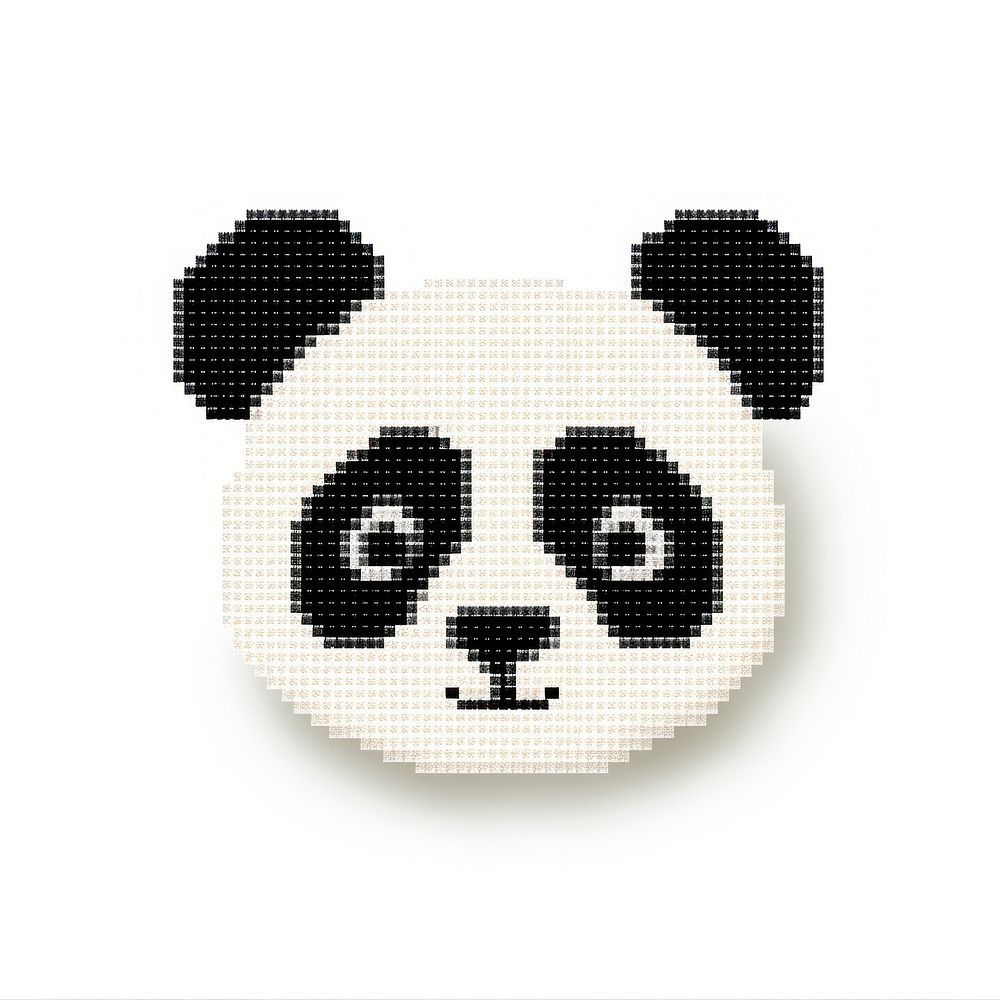 Cross stitch panda face mammal animal white background.