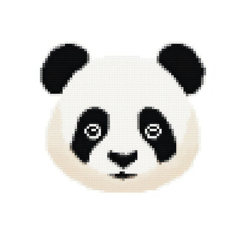 Cross stitch panda face mammal animal bear.