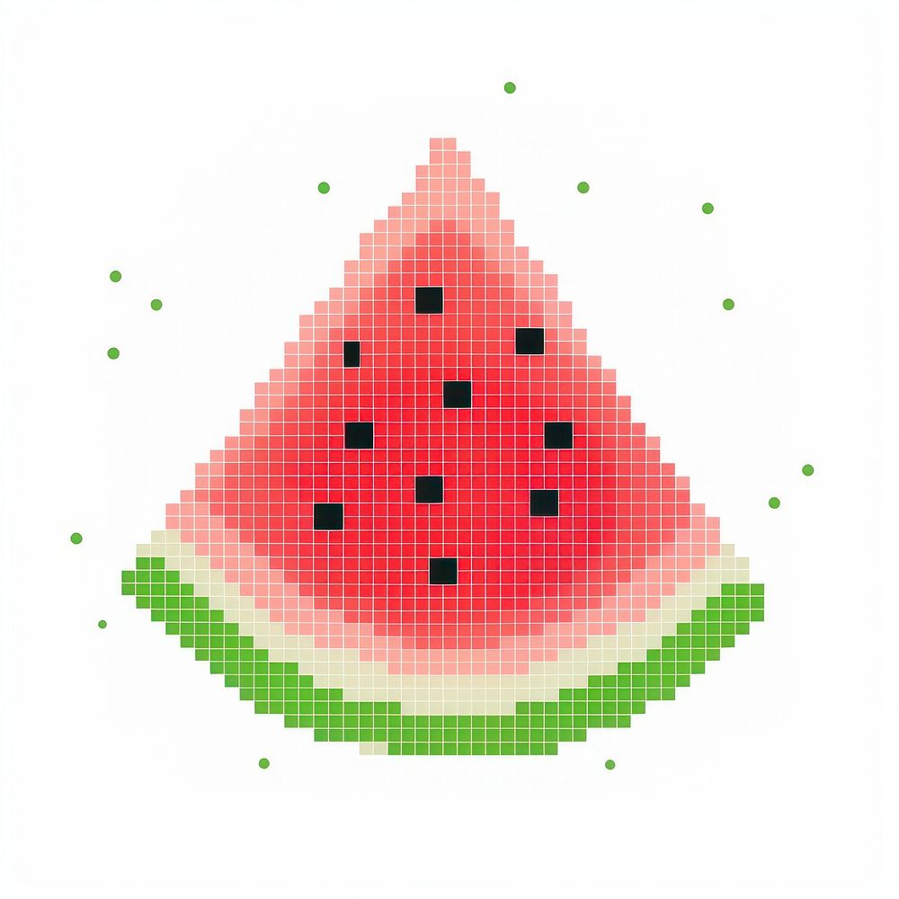 Cross stitch watermelon slice fruit plant food.