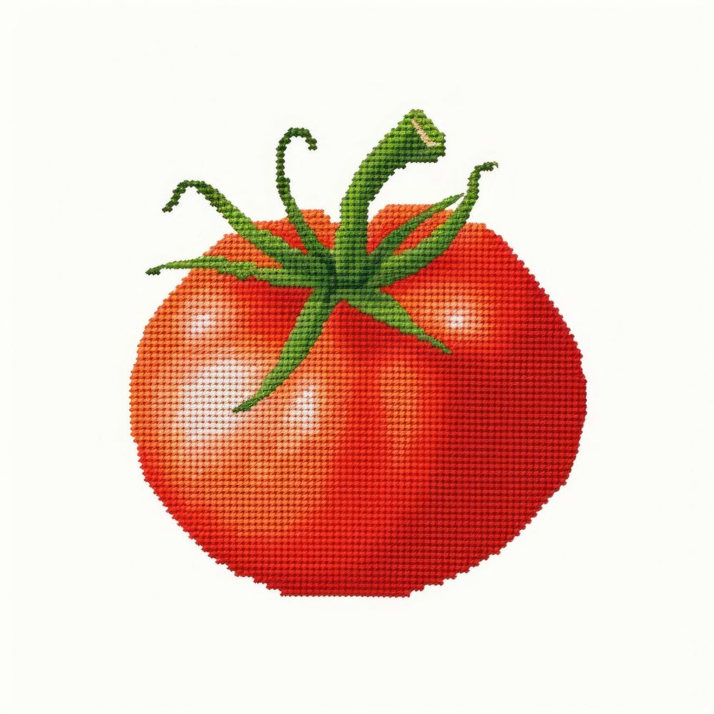Cross stitch tomato vegetable plant food.