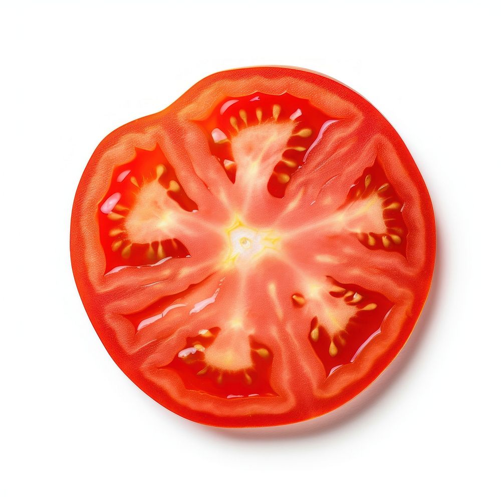 Thin tomato slice vegetable plant food.
