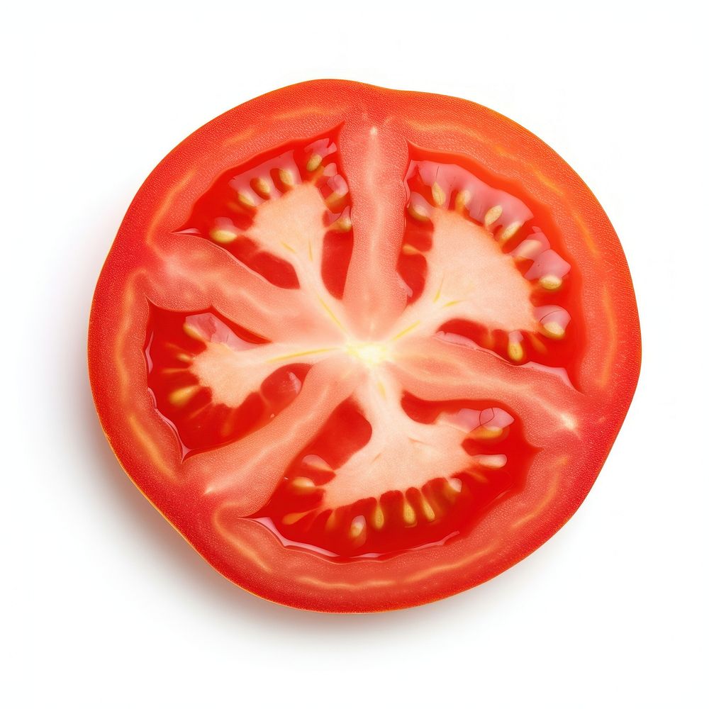 Tomato slice vegetable food white background.