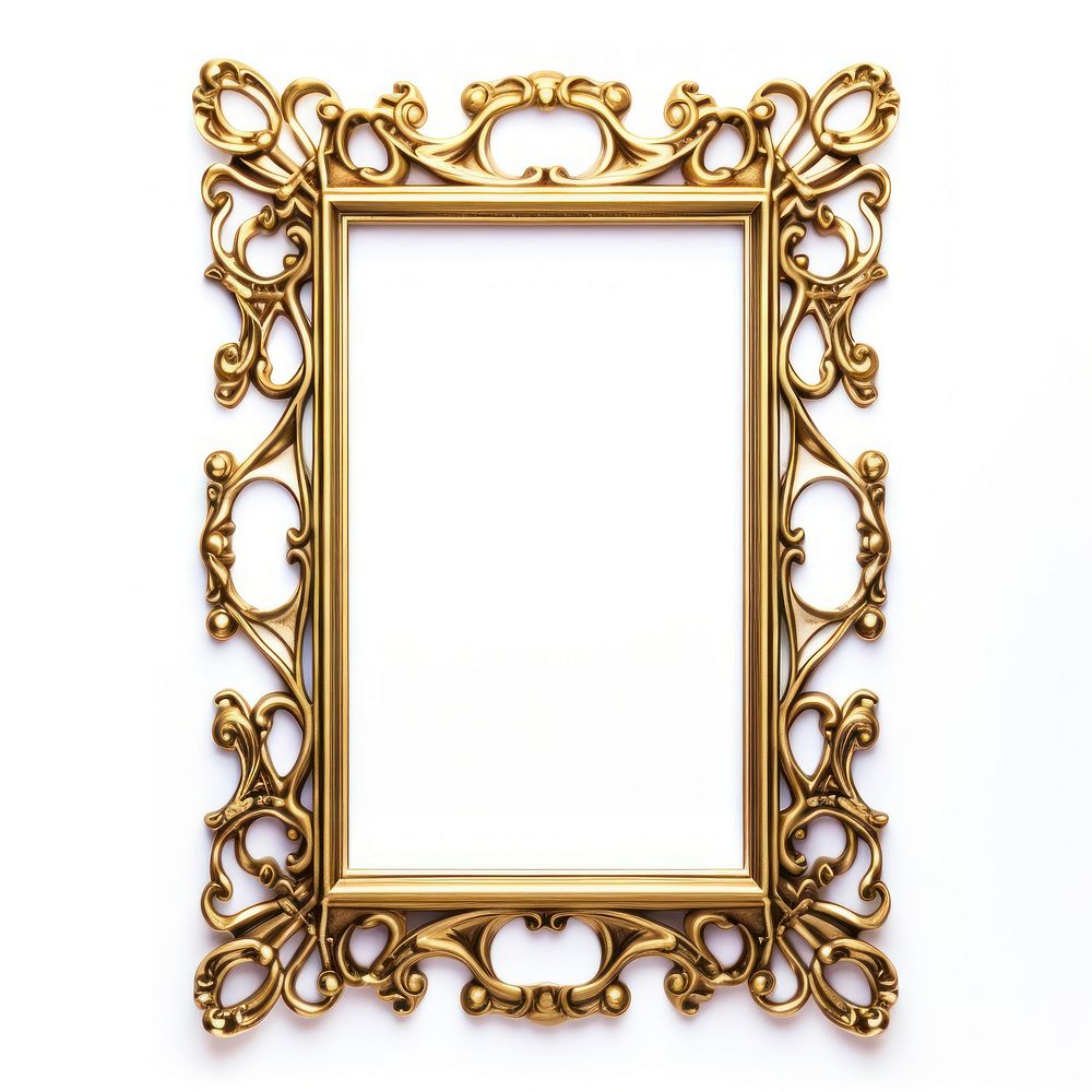 Art deco design frame vintage rectangle mirror white background.