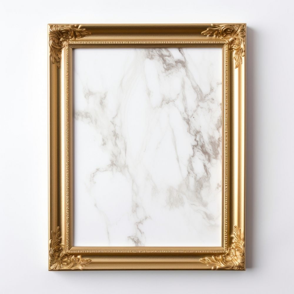 Marble texture frame rectangle art white background.