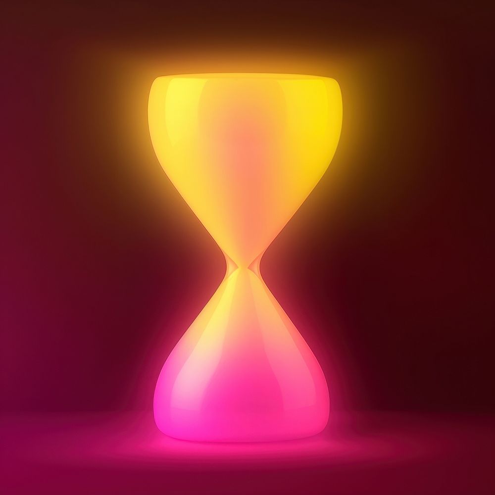 Abstract blurred gradient illustration hourglass yellow pink illuminated.