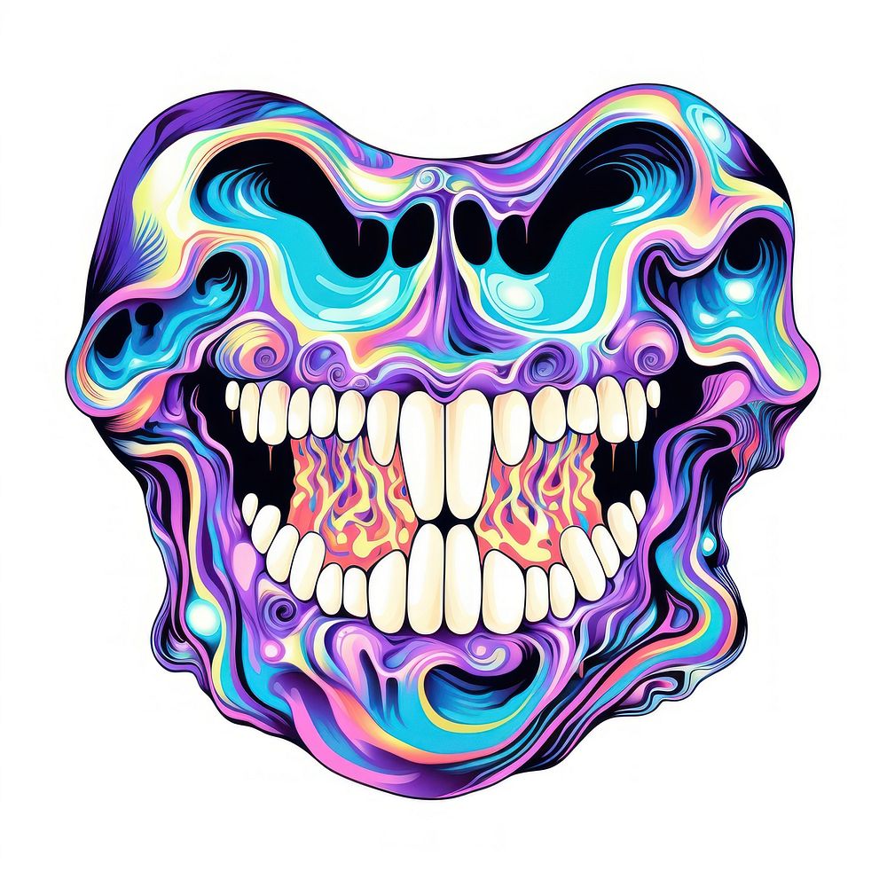 An abstract Graphic Element of wisdom teeth purple fun art.