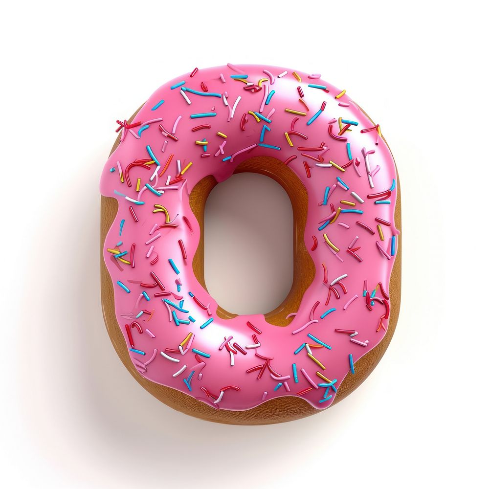 Donut in Alphabet Shaped of 0 donut dessert shape.