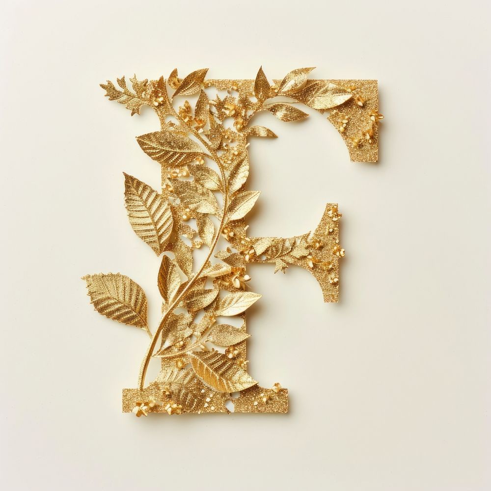 Gold jewelry brooch font.