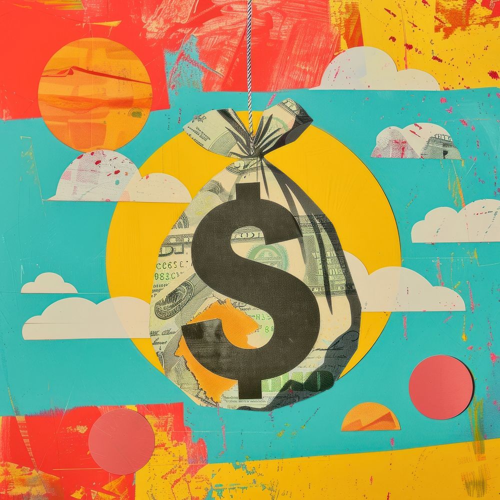 Collage money art advertisement.