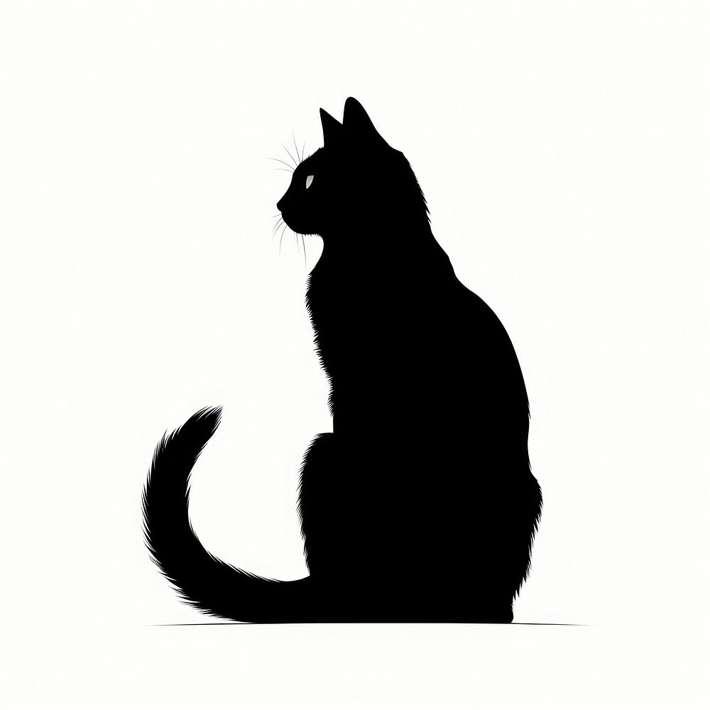 Cat silhouette mammal animal pet.
