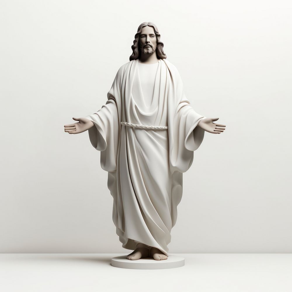 Jesus statue sculpture art white background.