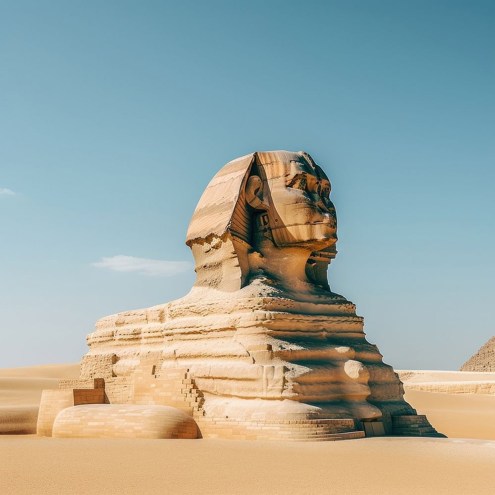 Great Sphinx of Giza statue outdoors landmark nature.