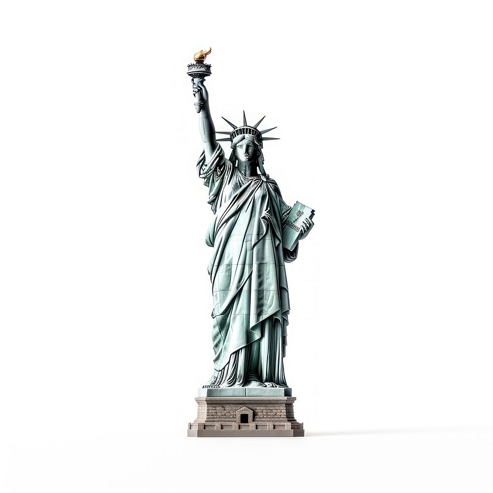 Statue of liberty sculpture white background representation.