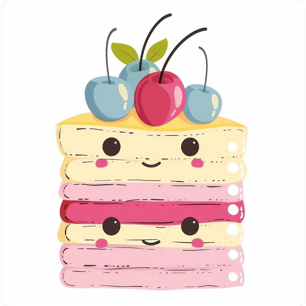 Cake in the style of frayed chalk doodle dessert food happiness.