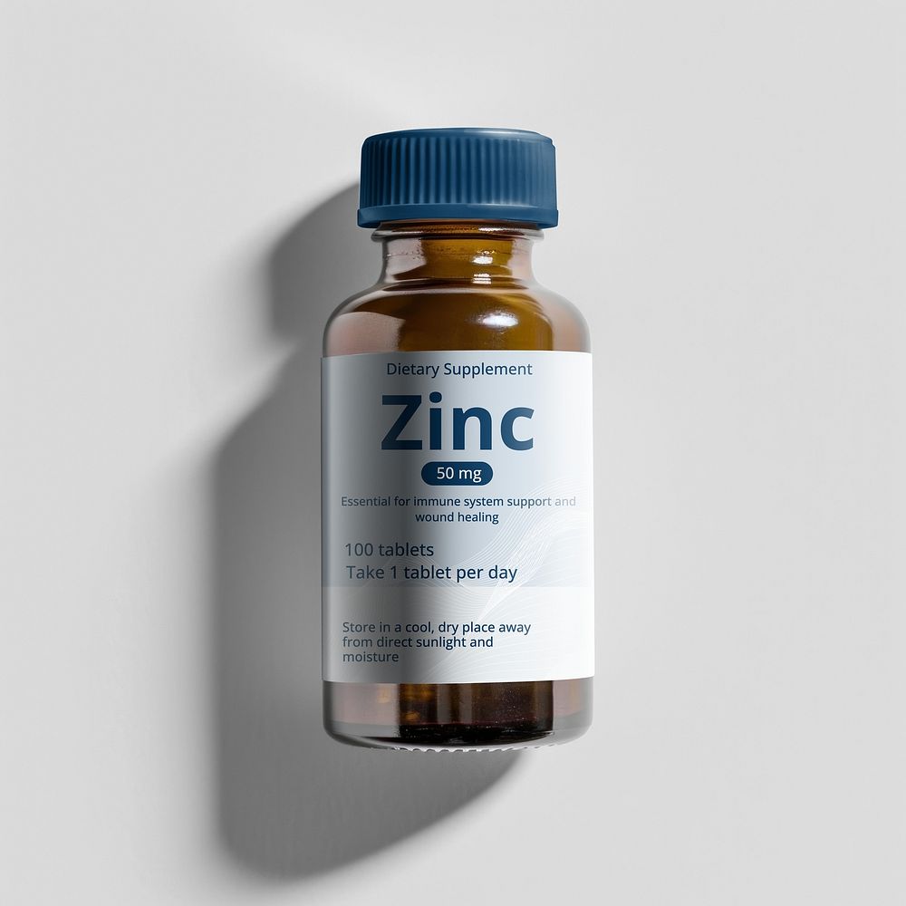 Zinc dietary supplement bottle