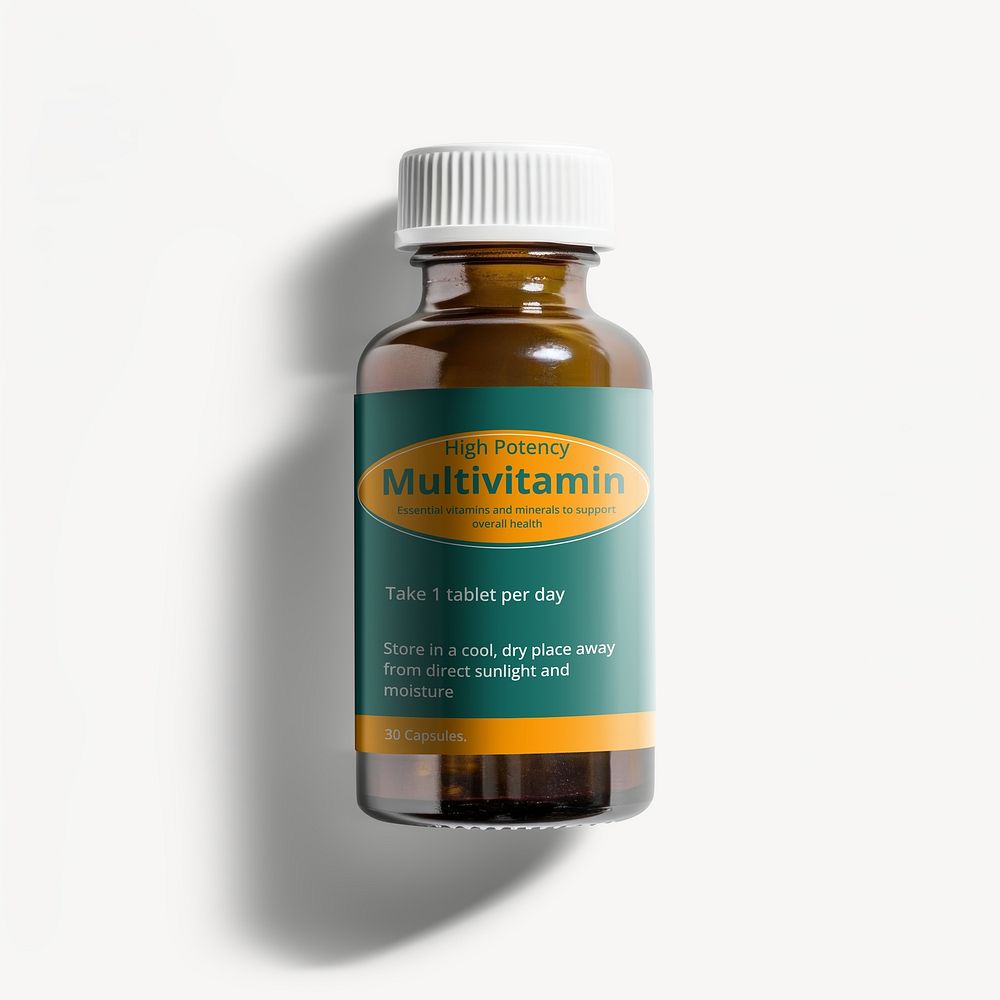 Multivitamin dietary supplement bottle