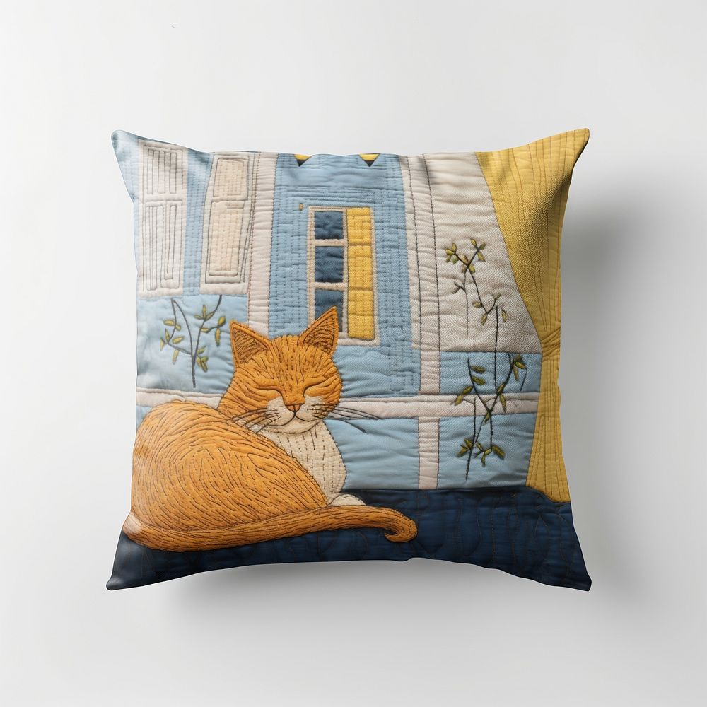 Cushion pillow with cat pattern