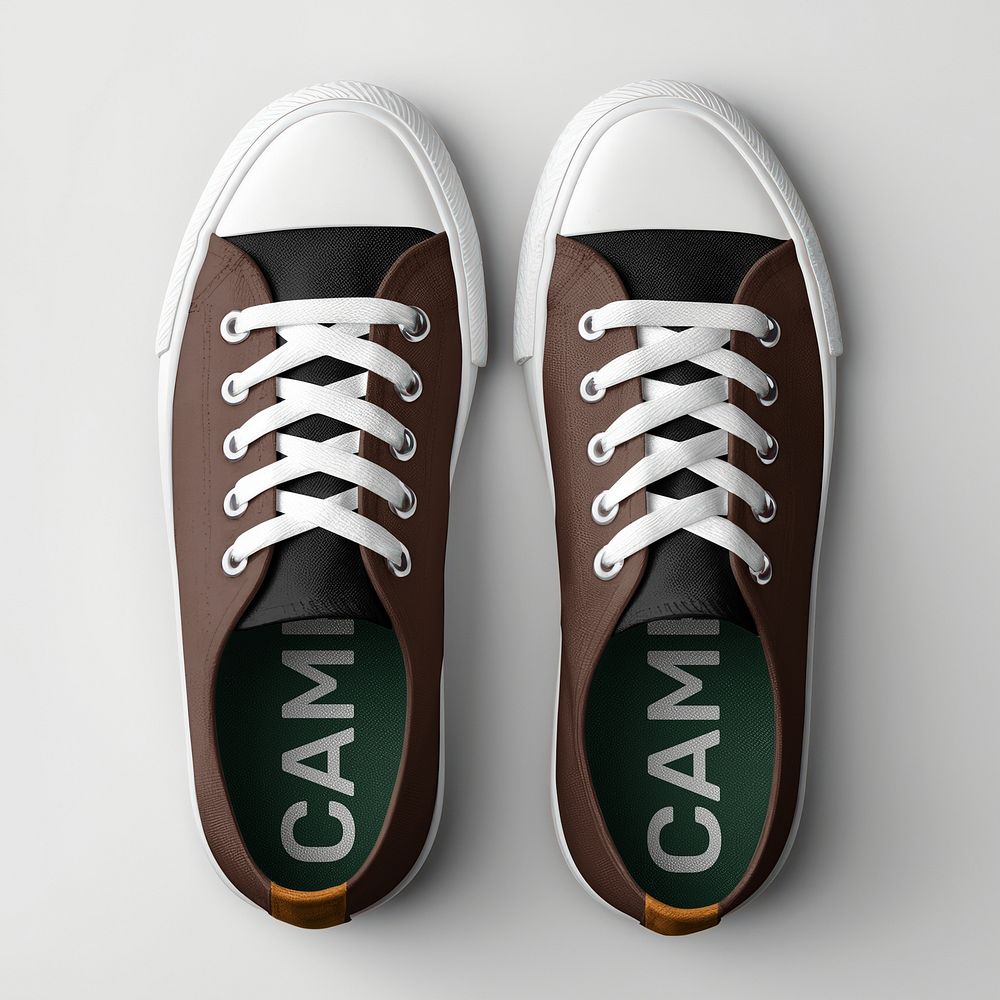 Brown canvas sneakers mockup psd