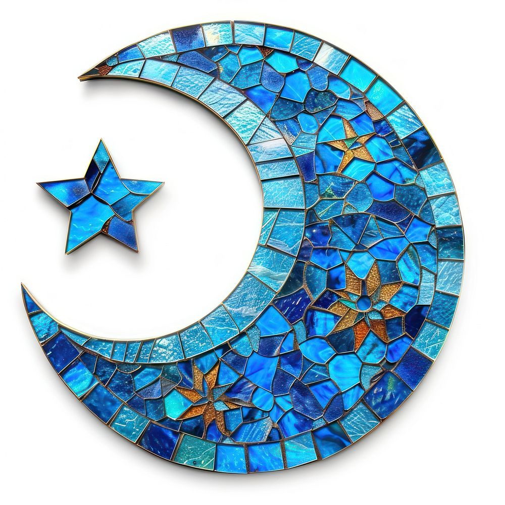 Ramadan art mosaic white background.
