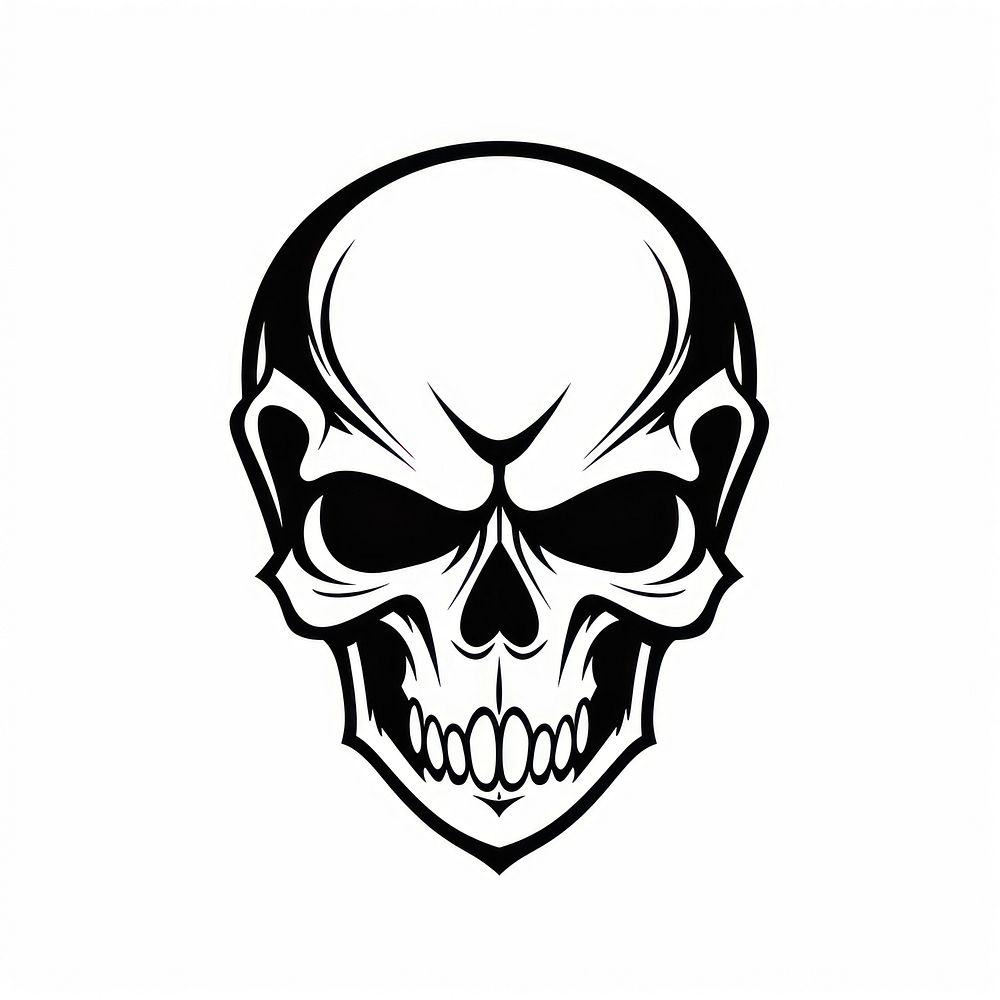 Skull logo white black.