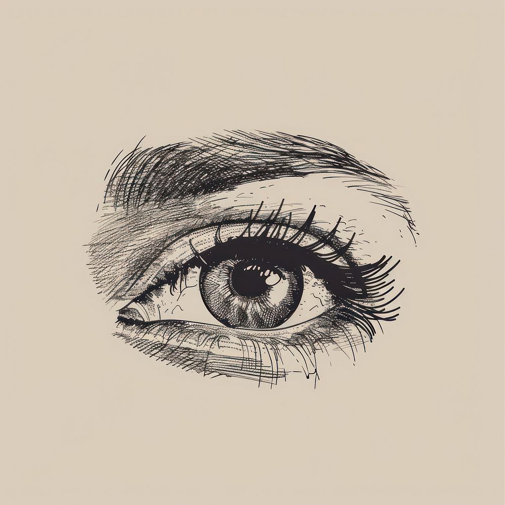 Eye drawing sketch illustrated.