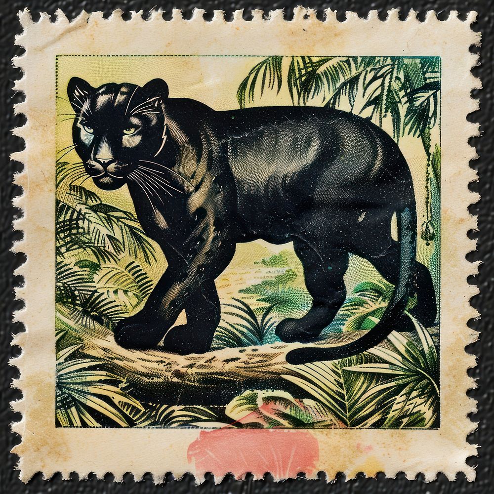 Vintage postage stamp wildlife panther animal.