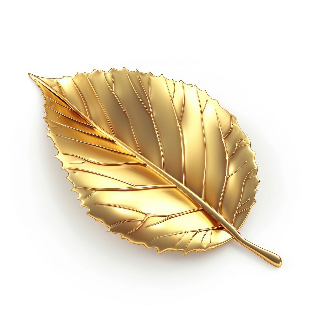 A gold leaf jewelry plant white background.