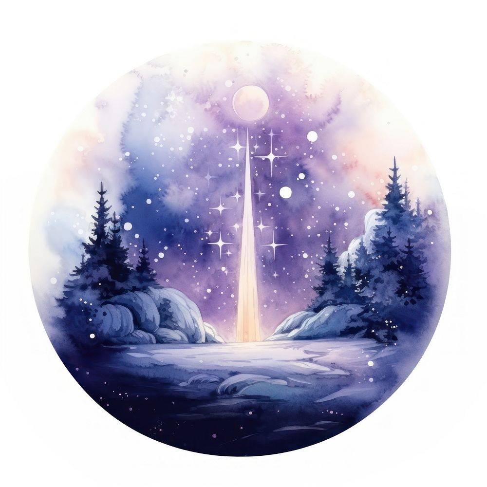 Nativity in Watercolor style astronomy galaxy nature.