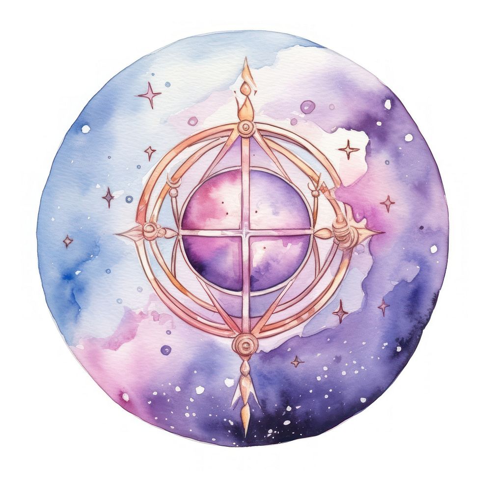 Tarot in Watercolor style astronomy sphere space.