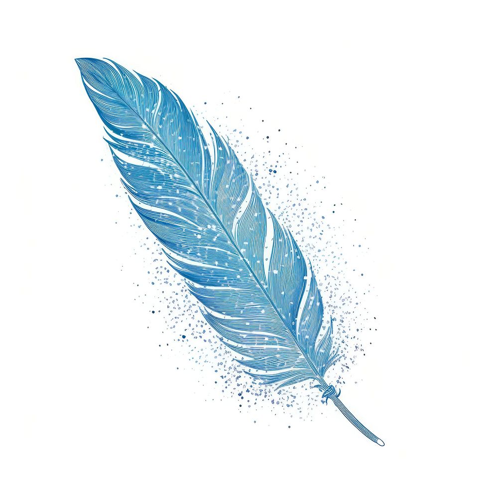 Feather icon blue leaf art.