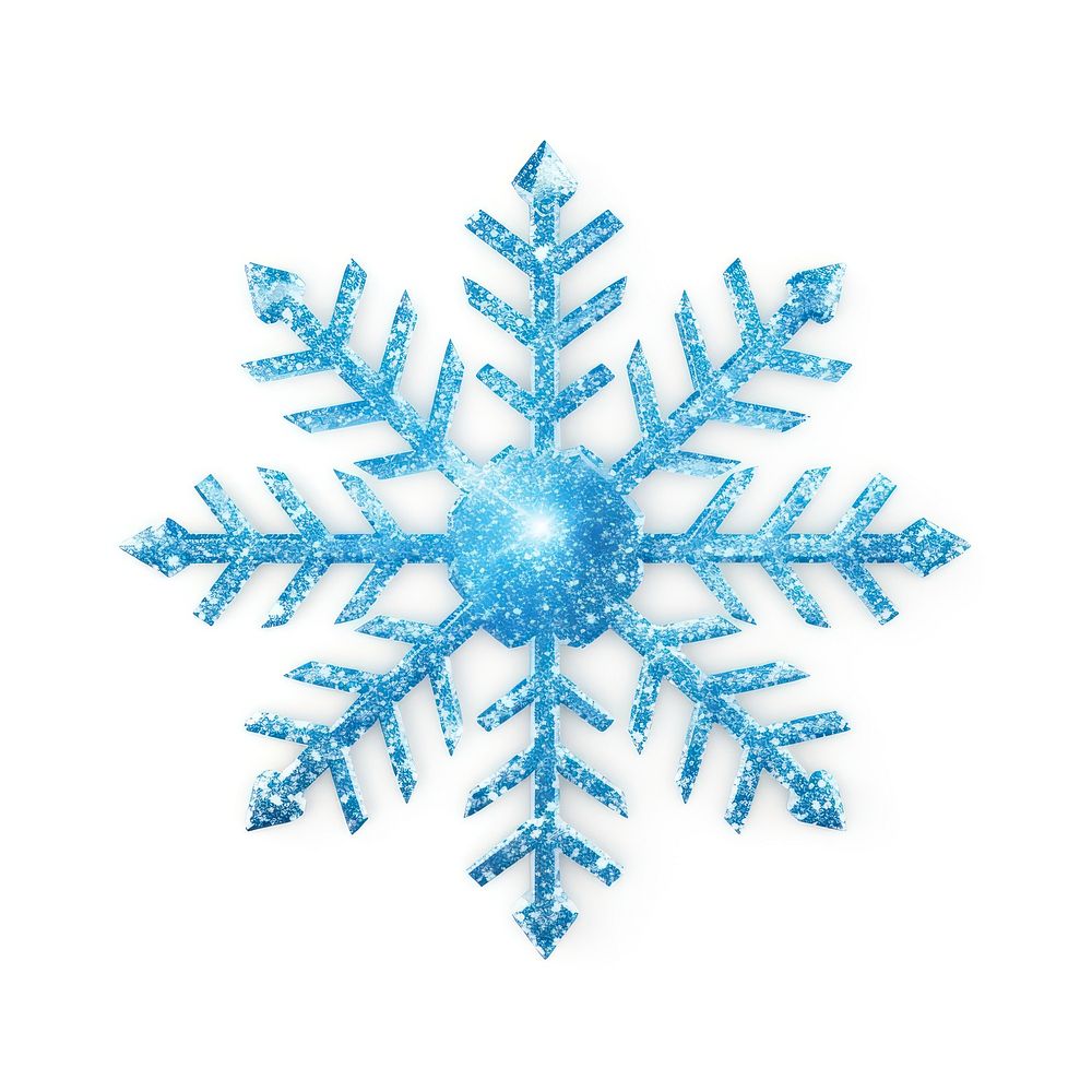 Snowflake icon shape blue white background.