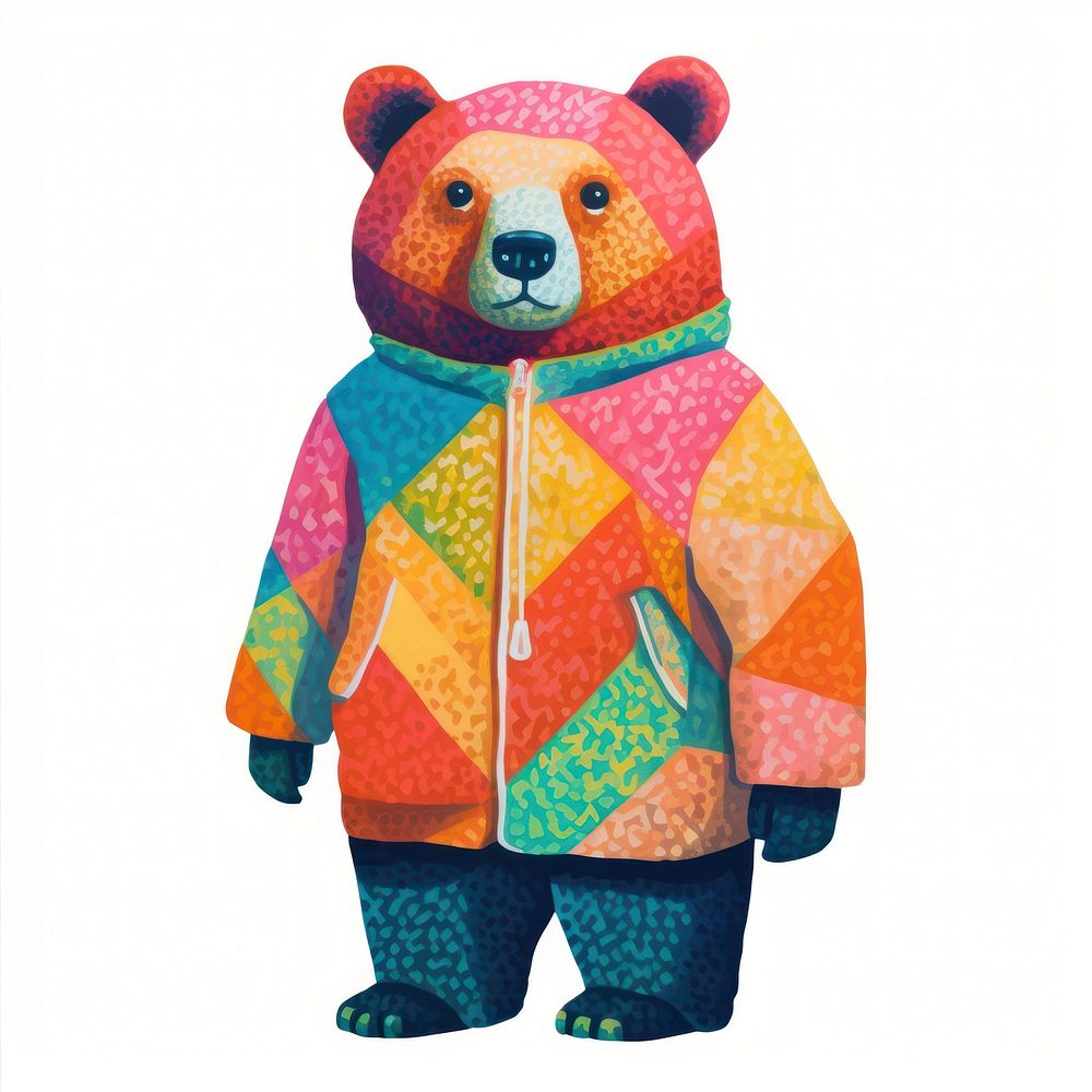 Bear Risograph style coat cute toy.