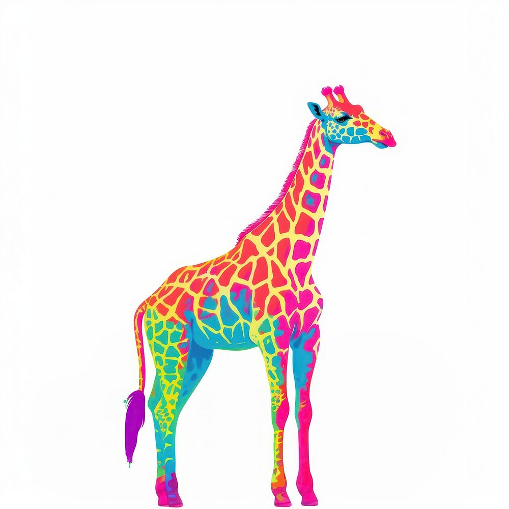 Giraffe Risograph style wildlife animal mammal.