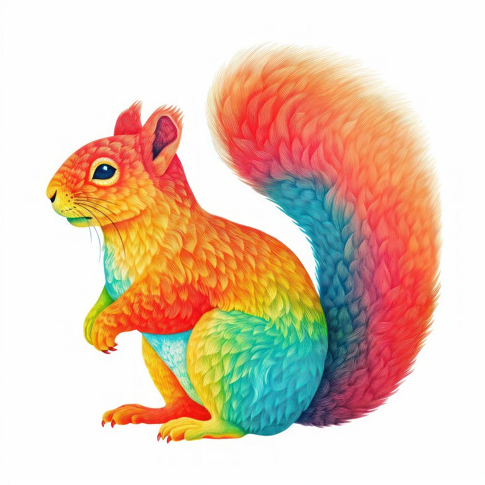 Squirrel Risograph style rodent animal mammal.