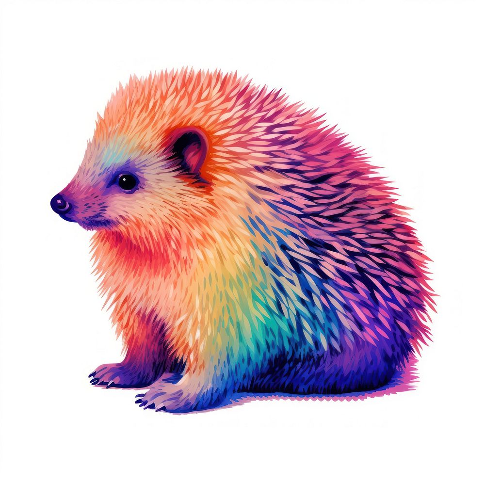 Porcupine Risograph style hedgehog mammal animal.
